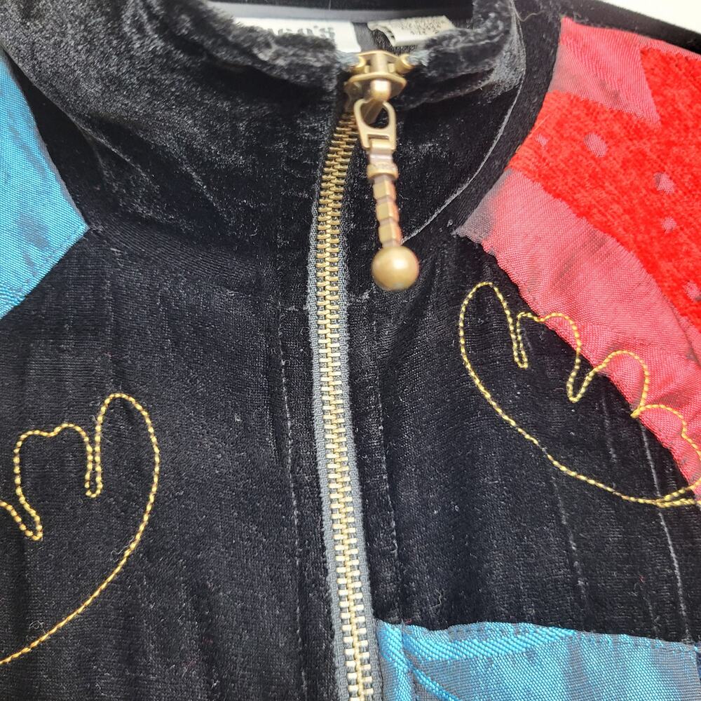 Vintage Chico's Patchwork Brocade Velvet Embroidered Full Zip Jacket Boho Sz 2/L - Picture 8 of 10